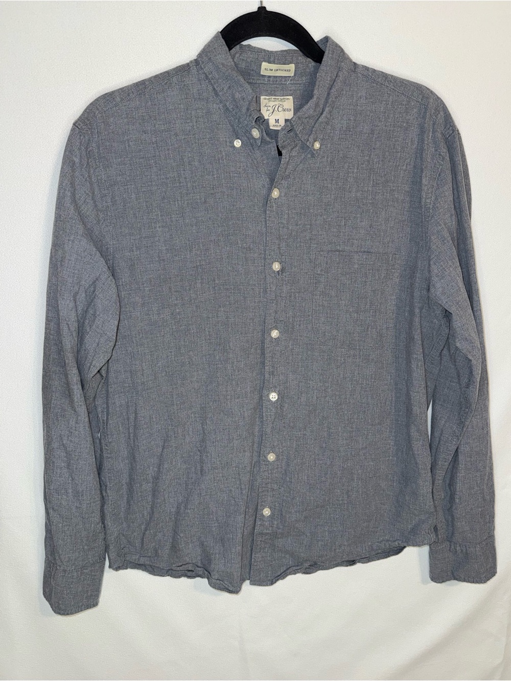 J. Crew Men’s LS Button-Down Slim Untucked Shirt in Blue Gray Size Medium